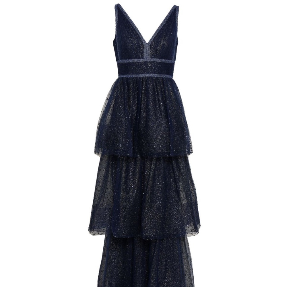 Marchesa Notte navy blue gown